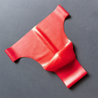 Men's thong t-pants rubber seamless splicing concave and convex sexy one-piece latex underwear red, yellow, green, pink, transparent, red, waist 65-75 cm