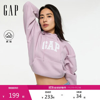 Gap women's 2025 autumn new logo patch embroidered fleece loose pullover hoodie sweatshirt 792505