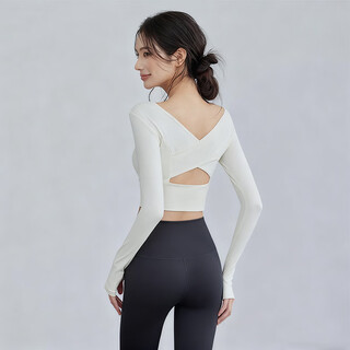 Yu hee hee, beautiful autumn and winter yoga clothing set, new high-end fitness, pilates training, running, milky white top + gray pants s (100jin jin is equal to within 0.5kg)