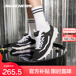 Skechers oreo panda shoes丨dad shoes women's classic black and white retro autumn and winter lightweight trendy increased sports and casual shoes women's black/white-bkw 38