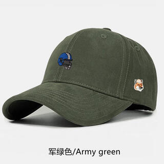Maison hysan little fox summer baseball cap for men and women casual and versatile fashion peaked cap military green