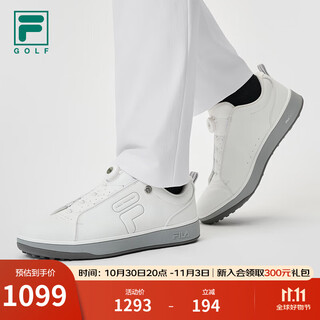Fila soft spike golf shoes men's shoes 2025 summer new professional sports shoes white sneakers bright white/limestone-bl 41