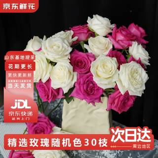 Jingdong flowers roses 30 random colors (2-3 colors) ruyi base fresh cut flower life bouquet straight from the source