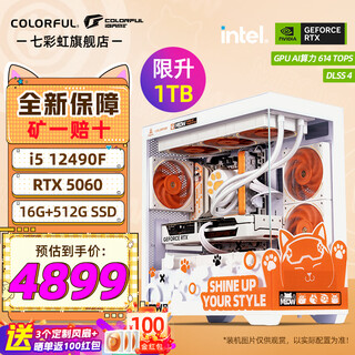 Colorful (colorful) i5 14600kf rtx5070 5060ti graphics card orange shadow orange orange cat customized model game live broadcast design computer host desktop assembly machine with two 12490f丨16g丨1tb丨5060 graphics card original box