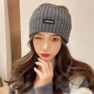 Sports hood, outdoor warm running hat, women's men's autumn and winter cycling hood, windproof ear protection and forehead protection hair band, korean trend gray loose and not tight