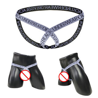 Butt-revealing thong-like double-butt men's sexy, breathable and comfortable gay pants that don't need to be taken off, white m