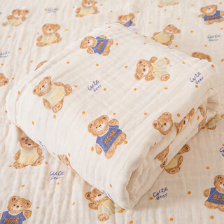 Baby bath towel cover blanket six-layer pure cotton gauze spring and summer super soft absorbent newborn child air-conditioned quilt four-layer straight edge rice bear 110*110