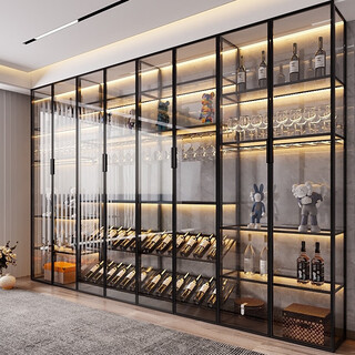 Yusenyi custom-made glass wine cabinet against the wall brushed gold display cabinet customized by american customers
