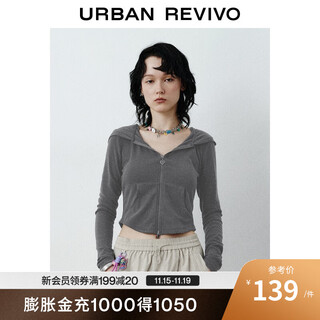 Ur2025 autumn new women's fashion hooded love bow zipper slim jacket uyb150001 dark gray xs