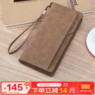 Mashalanti men's wallet men's long wallet wallet fashion clutch large capacity coin purse card holder gift box father's day birthday gift practical for dad, boyfriend, and husband