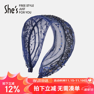 She s qianzi foggy night light handmade beaded mesh wide hair hoop fashionable headband birthday gift for girlfriend