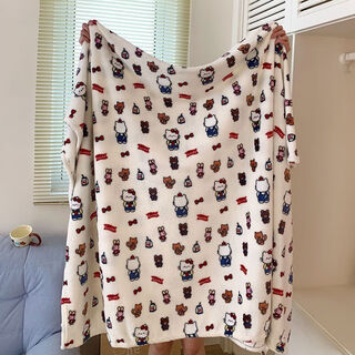 Office nap shawl blanket small blanket dormitory warm plush nap blanket four seasons air-conditioned blanket sofa blanket overalls kitten double-sided milk plush blanket 100*150cm shawl leisure blanket/children's blanket