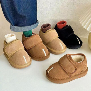 Bangboshi children's cotton shoes 2025 winter new boys' baby shoes girls' velvet warm cotton boots children's short snow boots camel size 26 inner length 17cm