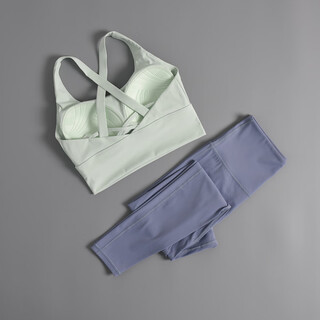 Li ning flagship store fitness set female internet celebrity pilates sports bra beautiful back gym running bra training yoga green + gray blue l
