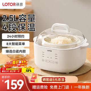 Lotor leda white electric stew pot multi-functional pot electric cooking pot soup pot household large-capacity water-proof stew pot baby food supplement electric steamer porridge pot d31 basic model