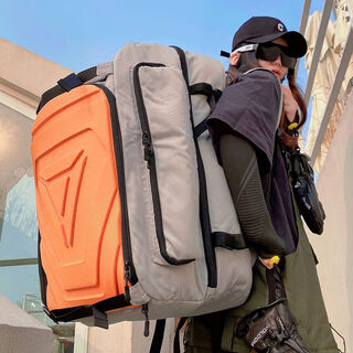 单板滑雪背包双肩滑雪鞋包单双板包防水大容量干湿分离仓 24款灰橘色B 0cm