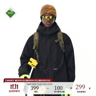 Fpa three-proof double-pull hooded three-dimensional structure charge outdoor sports windproof couple jacket style outer jacket black l