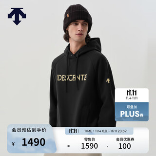 Descente descente snowboard style series unisex hooded sweatshirt bk-black xl (180/100a)