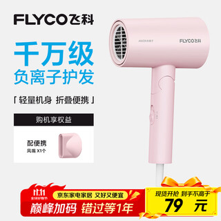Flyco negative ion hair dryer household quick-drying portable high-wind hot and cold air hair dryer fh6278