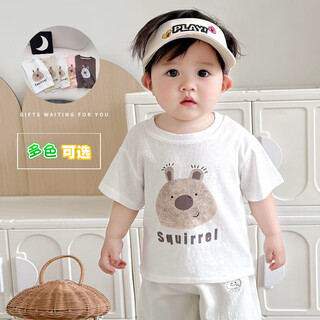 小红书爆款宝宝衣服夏季棉质短袖T恤薄款婴儿衣服儿童白色小童230 白色雪花棉短袖T cm身高7078 73