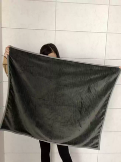 Rsrddy small blanket for children, students, knees and legs, office gift, internet cafe, thickened flannel, winter solid color small blanket, double layer gray and black growth ring pattern short hair 80*100cm, size and weight options are available