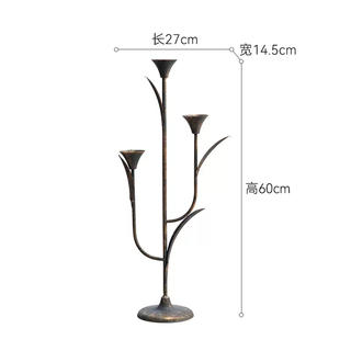 Yusenyi european-style iron art high-end candle holder floral niche three-head candle holder candlelight dinner props b&b home decoration a2858