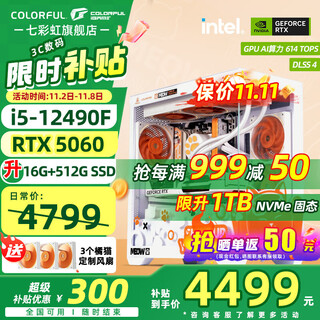 Colorful i5 13490f/14600kf/5060ti 5070ti graphics card orange shadow orange orange cat customized game live broadcast design computer host desktop assembly machine with two 12490f丨16g丨1tb丨5060