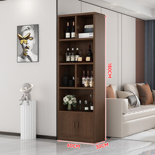 Zhong zhang gui solid wood wine cabinet living room wall cabinet storage cabinet 2025 new display cabinet home wine rack storage rack storage cabinet door-to-door delivery thickened 15mm plate 60cm-deep walnut