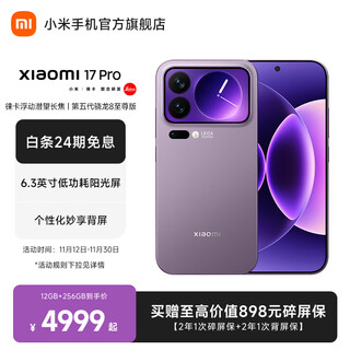 小米（MI）Xiaomi 17 Pro 6.3英寸小尺寸旗舰手机 徕卡5倍光学变焦 超窄四等边 6300mAh大电池 小米手机17pro 冷烟紫 16GB+512GB