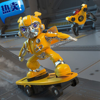 Leqin children's toys genuinely authorized boy remote control car robot holiday gift anime car model optimus prime bumblebee skateboard spray car