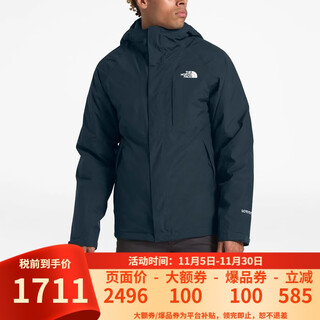 North face american version three-in-one jacket + down jacket liner men's jacket down jacket with removable liner parka h2g-urban navy blue xl