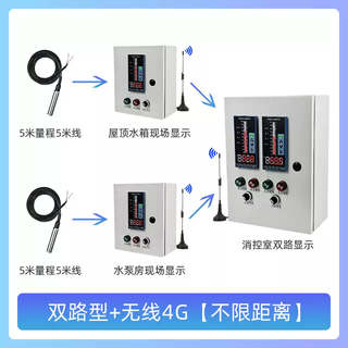 Fire pool water tank level indicator dual-channel wireless 4g remote transmission electronic water level meter automatic control plus drainage dual-channel type + wireless 4g unlimited distance