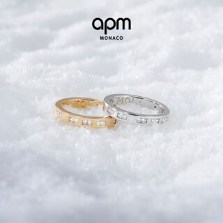 Apm monaco toi moi morse code ring couple ring golden birthday gift silver white & gold 054