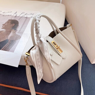 High-end textured handbags for women 2025 new niche shoulder bucket bag crossbody vegetable basket commuting tote milk white (store quality warranty lifetime)