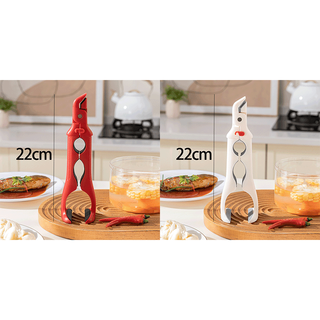 Fat donglai's same style bowl and plate clamp, anti-slip and anti-scalding three-in-one anti-scalding bowl clamp, anti-slip kitchen clamp, true red + milky white, 1 each 丨three-in-one