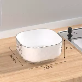 Yusenyi vegetable sink double-layer drain basket kitchen supplies living room tea house fruit plate basket basin vegetable basket basket ivory white large size (set of 2)