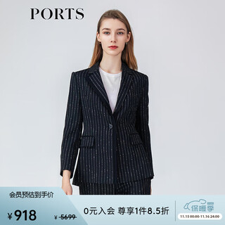 Ports women's commuting versatile blazer lm8j025mff064 black stripes 4