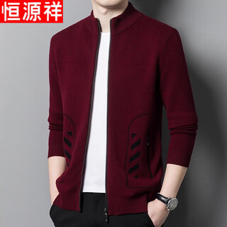 Hengyuanxiang pure wool sweater men's sweater jacket autumn and winter half-high zipper knitted cardigan zodiac year dad outfit