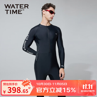 Watertime/shuichuan men's swimsuit swimsuit one-piece wetsuit beach pants anti-embarrassing swimsuit black silver l