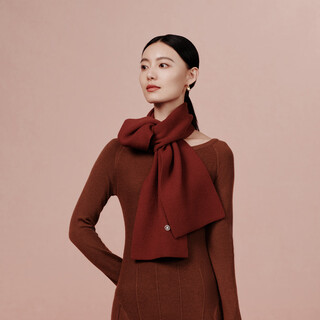 Wensli pure wool scarf women's scarf red scarf as a new year gift for girlfriend in gift box first sight