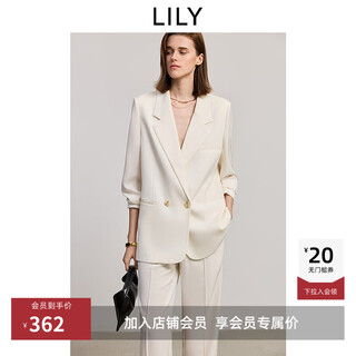 Lily2025 new summer style containing acetic acid old money style loose casual versatile professional commuting long-sleeved suit jacket for women 703 beige m