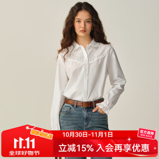 Eland shirt women's gentle style lapel long-sleeved top 2025 autumn new style ivory/white (39) ivory m /165