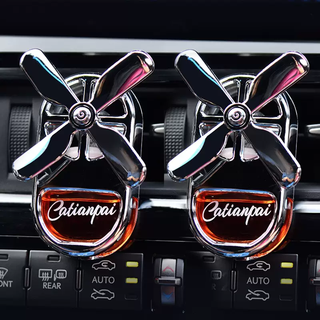 Yusenyi car air outlet perfume car air force six aromatherapy air conditioning outlet decoration ornaments rotating fan car accessories four-leaf lucky fan orange cologne pair 1g