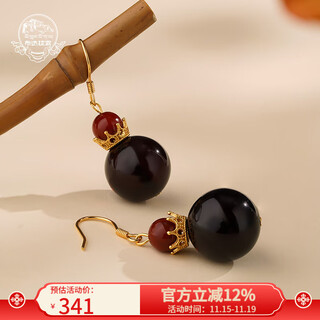 Potala palace blood agate earrings, high-end new chinese style simple amber earrings for women, a birthday gift for girlfriend, blood agate earrings