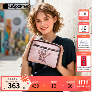 Lesportsac new butterfly stamp series gentle pink storage bag coin purse women's clutch pink butterfly