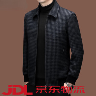 Lilan high-end woolen woolen jacket short thickened plaid middle-aged men's jacket 2025 autumn and winter new style blue m 170 90-115jin jin is equal to 0.5 kg