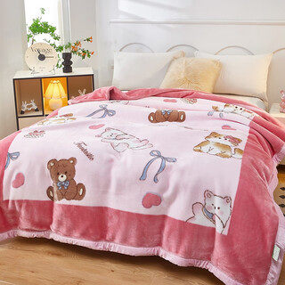 Fuanna holy flower raschel blanket winter thickened children's plus velvet quilt office nap cover blanket milk velvet single sofa blanket 023 peekaboo-pink thickened raschel double-sided warm velvet soft heat storage 150cm