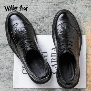 Walker shop fashionable big toe shoes for men 2025 new british soft sole increased men's commuting business casual leather shoes black 42