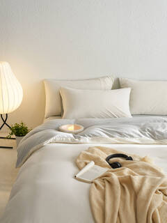 Baby-grade knitted cotton four-piece set, sleeping naked, pure cotton tianzhu cotton 100 cotton quilt cover, sheets and fitted sheets, shopkeeper's own use (white tea qinghuan) bed sheet set_1.2m (4 feet) bed