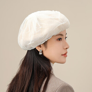 Shanghai story 2025 autumn and winter beret pure wool warm ear protection showing face small fashion versatile gift box for elders beige one size